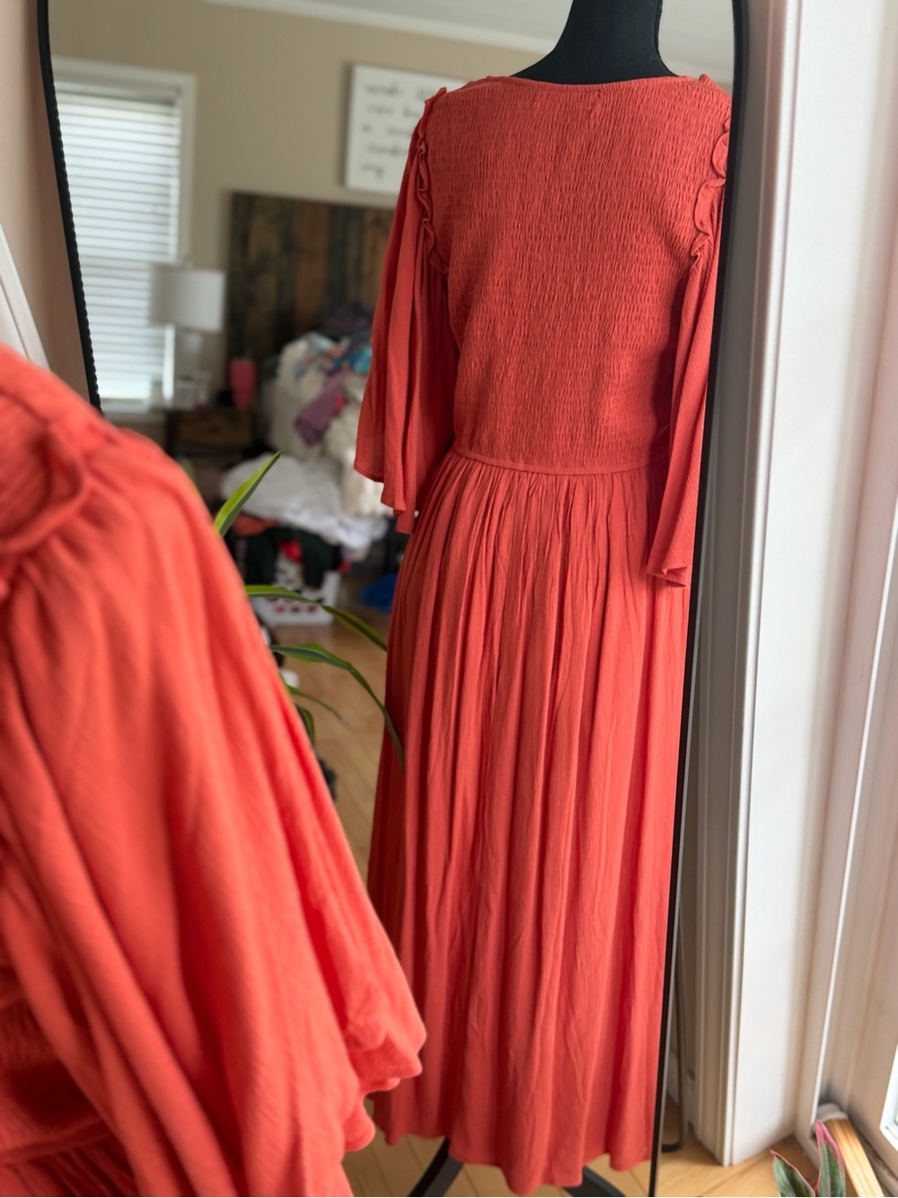 JULIANA’S BOUTIQUE | Orange Smocked Waist Midi Dress - Picture 2 of 5